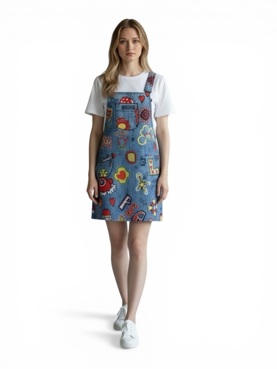 Moschino Dresses & Skirts - MOSCHINO Couture Trompe L’Oeil Denim Overall Print Dress | NWT | Italy | Rare